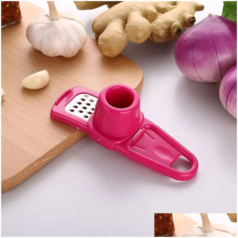 Fruit & Vegetable Tools Manual Push And Pl Garlic Press Household Stainless Steel Blender Squeeze Kitchen Drop Delivery Home Garden Ki Othyt