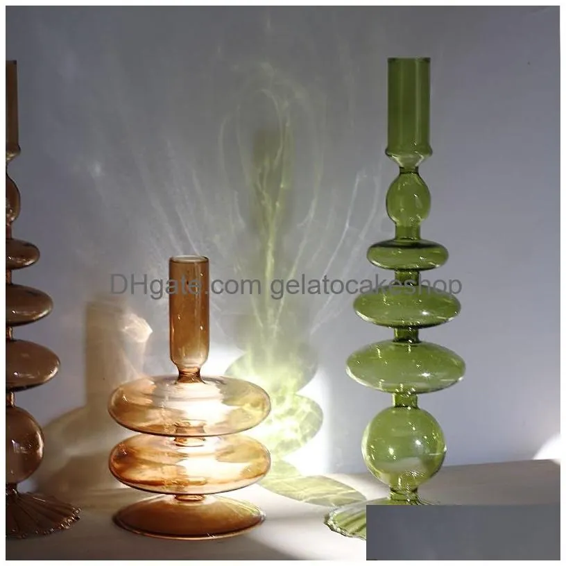 nordic glass candle holders romantic dinner home decoration candlestick for birthday wending candle holder wax portavelas decor