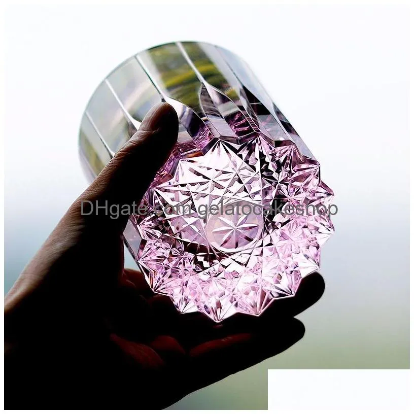 luxury pure k9 optical crystal glass japanese edo kiriko hand cut whiskey wine glass hand cut to clear wine glass cup 7oz