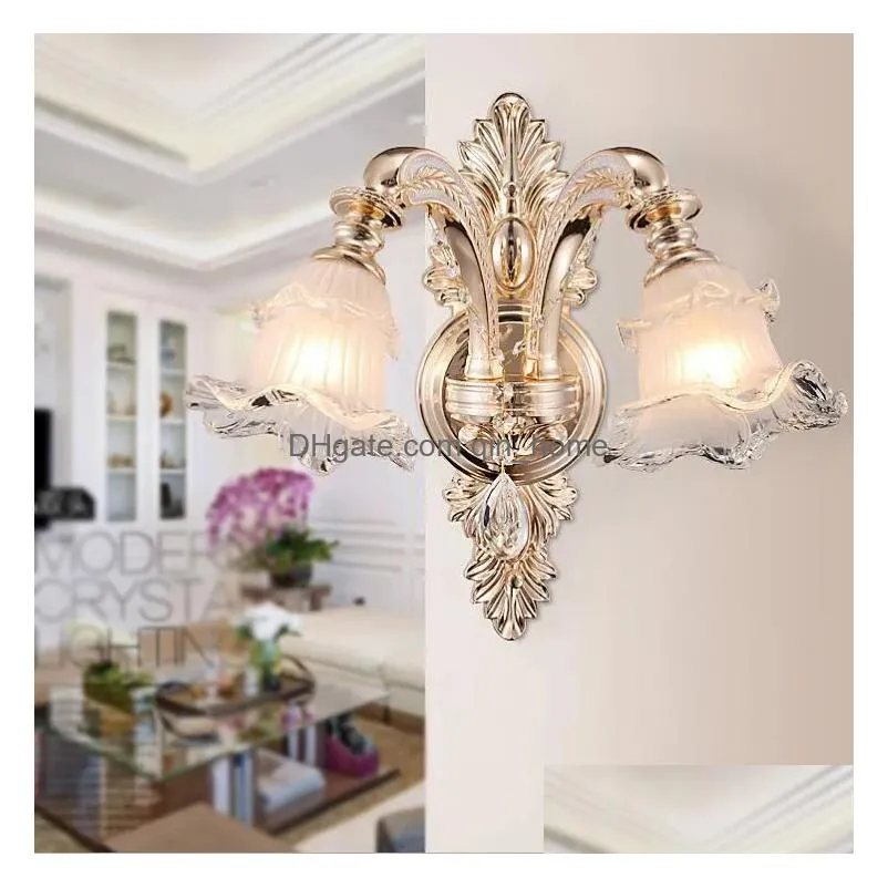 wall lamp beside lamps crystal double head candle restaurant aisle bedroom indoor modern lights
