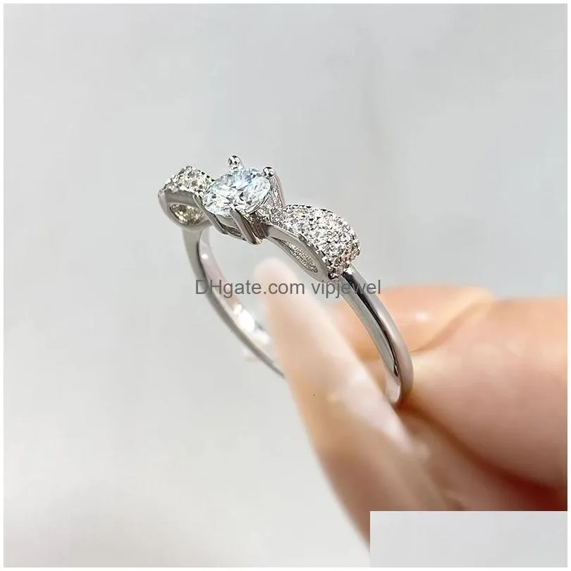 wedding rings diamondworld 0 5ct luxury bow knot brilliant diamond bridal for women 925 sterling silver fine jewelry 231117