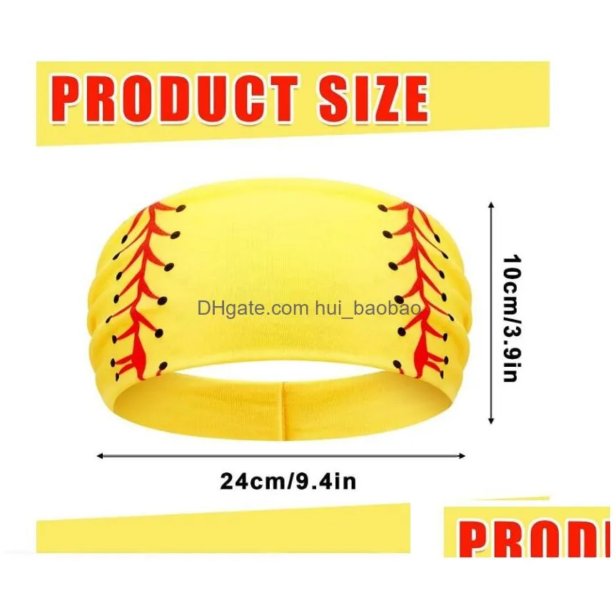 titanium sport accessories 12pcs yellow softball headband breathable elastic ball print head wrap hair band bandana workout adjustable sweat proof for girls