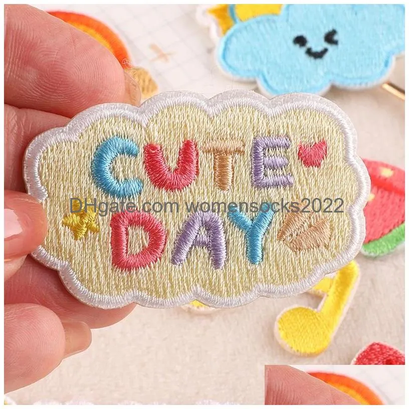 strawberry rainbow embroideredes cute cartoon letters iron on appliaue assorted decorative embroidery sew one for clothing hat jeans diy