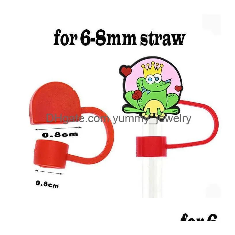 girl love animals silicone straw toppers accessories cover charms reusable splash proof drinking dust plug decorative 8mm/10mm straw