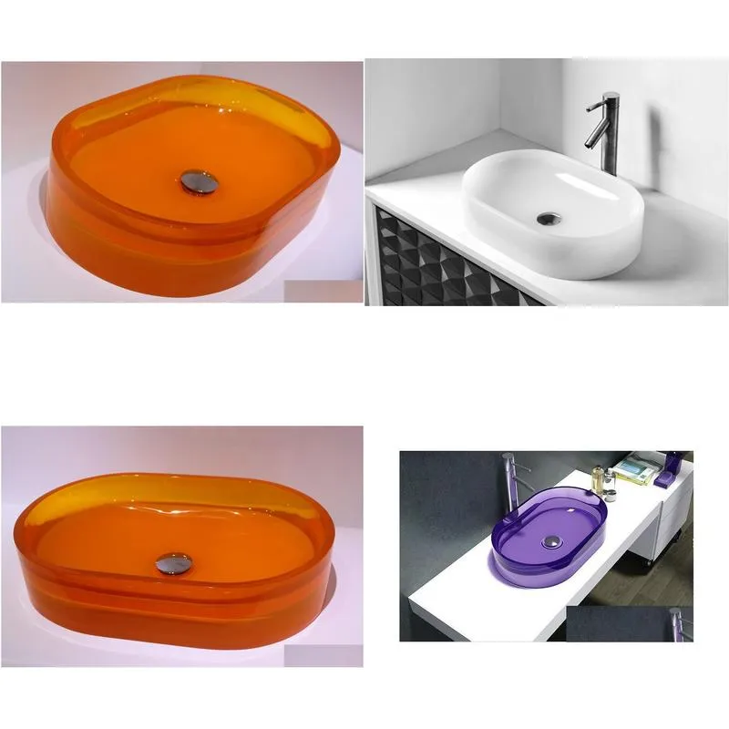 bathroom resin oval countertop sink colourful cloakroom washbasin solid surface stone vessel sinks rs38279