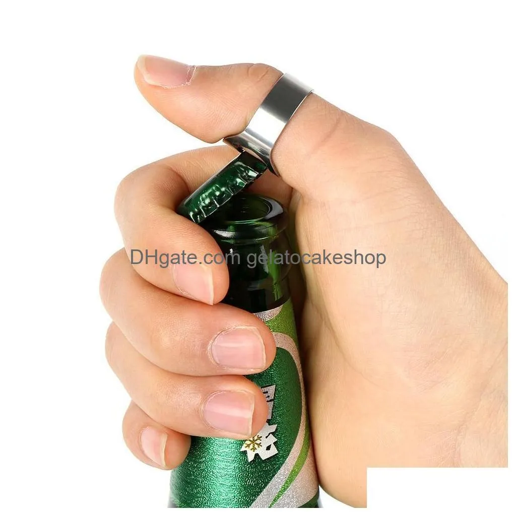 openers ring-shape bottle beer cap opening 22mm mini bottle opener stainless steel finger ring remover kitchen gadgets bar tools