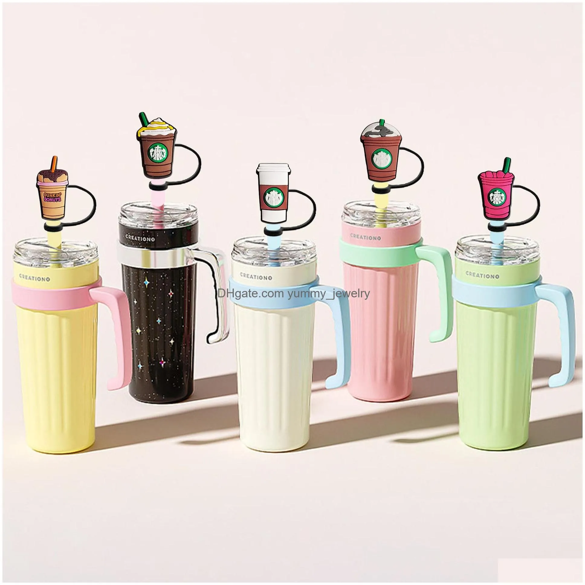 coffee summer drink silicone straw toppers accessories cover charms reusable splash proof drinking dust plug decorative 8mm/10mm straw