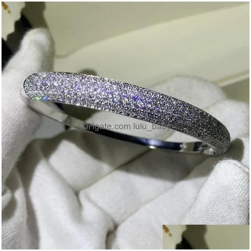 choucong super shinning luxury jewelry 7 style 925 sterling silver full white topaz cz diamond gemstones wrist women bangle bracelet