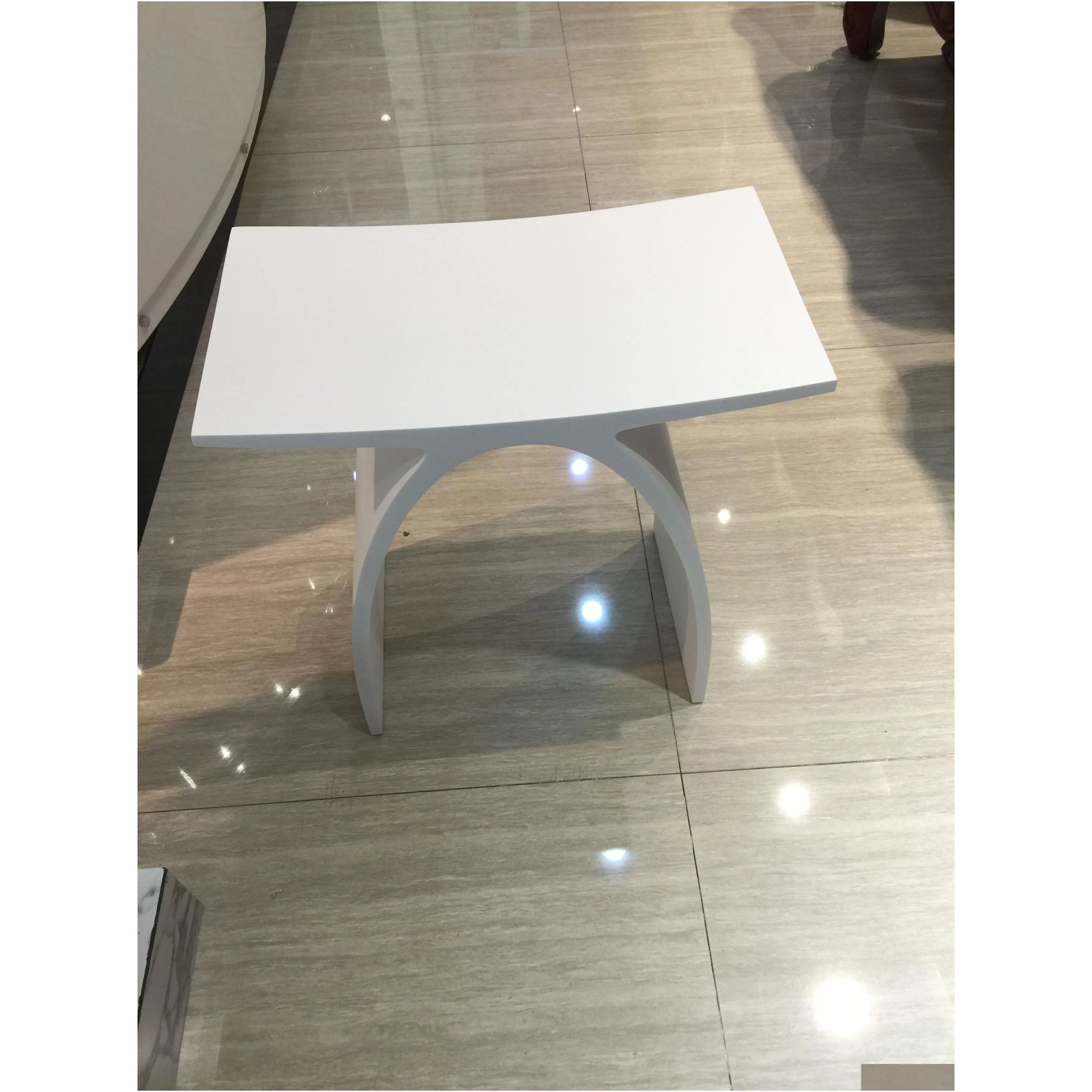 bathroom stool modern curved design furniture bench seat acrylic solid surface stone chair 0102