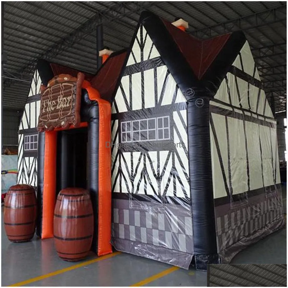 commercial portable house shaped  inflatable irish bar pub tent log cabin concession stands oxford vip lounge room with casks for outdoor