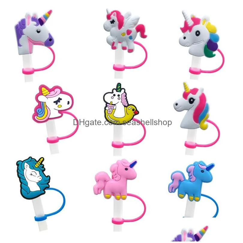 Drinking Straws Custom Little Horse Sile St Toppers Accessories Er Charms Reusable Splash Proof Drinking Dust Plug Decorative 8Mm Drop Dh8Px