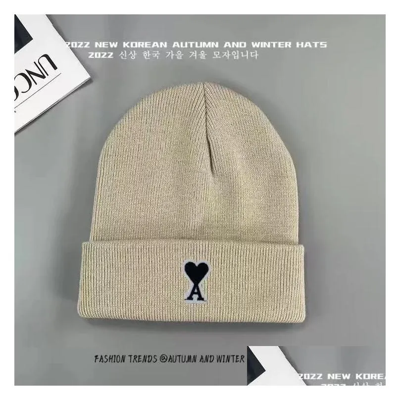 winter ami brand knitted hat women designer beanie cap thickened warm couple hat soft woolen cap
