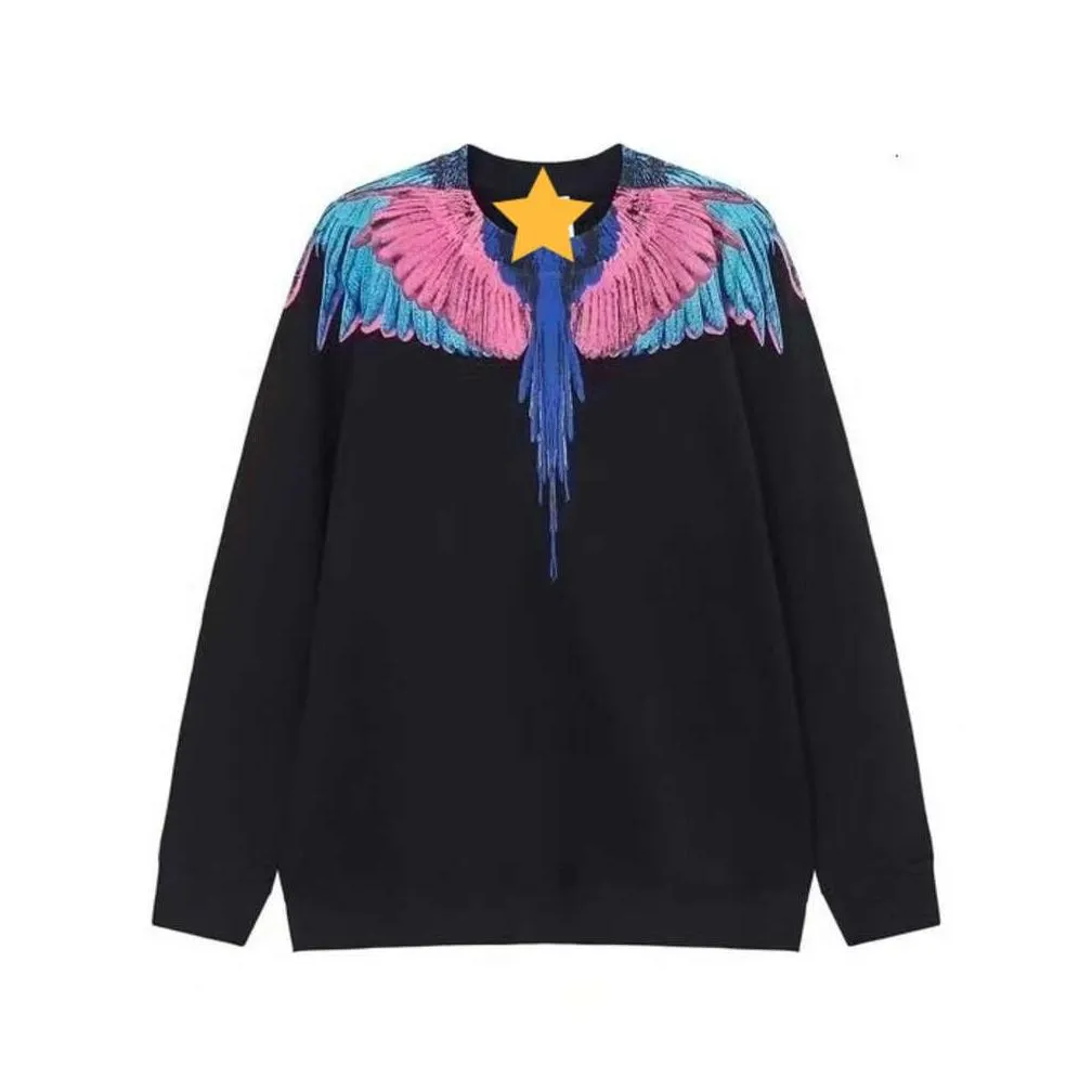 Men`S Hoodies & Sweatshirts Chaopai Mb Colorf Droplet Wings Feather Print Round Neck Plover Sweater For Men And Women Bf Couple Loose Otbuu
