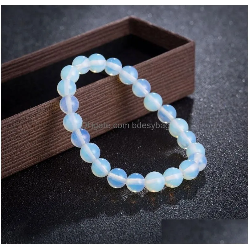 8mm Crystal Moonstone Strands Handmade Beaded Bracelets For Women Girl Men Adjustable Charm Yoga Jewelry Fashion Accessories