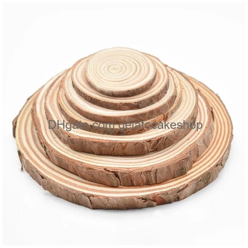 3-12cm thick natural pine round unfinished wood slices circles with tree bark log discs diy crafts wedding party painting