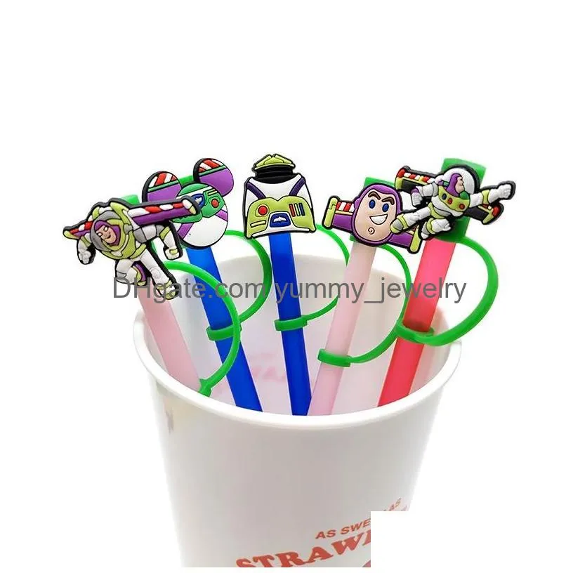 boys childhood comic cartoon silicone straw toppers accessories cover charms reusable splash proof drinking dust plug decorative 8mm straw