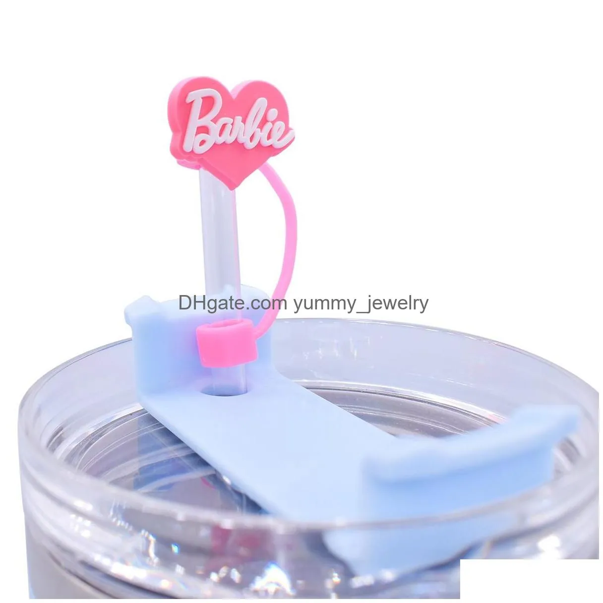 16colors baby girl princess sexy silicone straw toppers accessories cover charms reusable splash proof drinking dust plug decorative 8mm/10mm straw