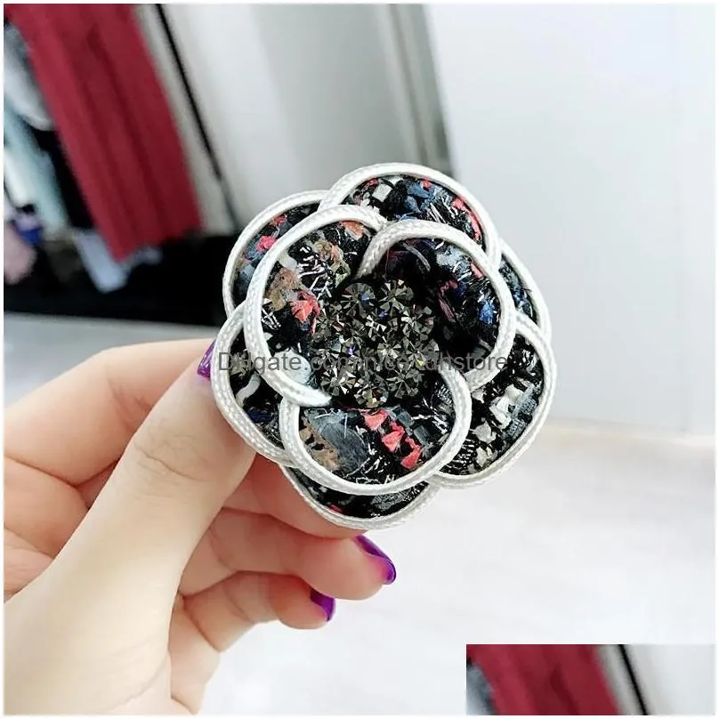 pins brooches classic woman big flower with shiny rhinestone fabric brooch pin fashion jewelry suits coat clothing accessories