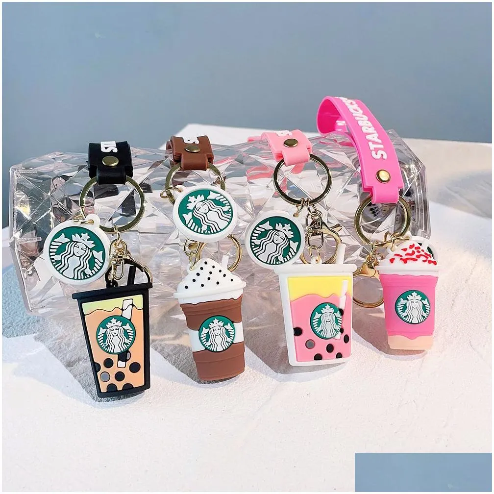 39 kinds of exquisite little bear coffee maker doll keychain milk tea cup key pendant jewelry small gift