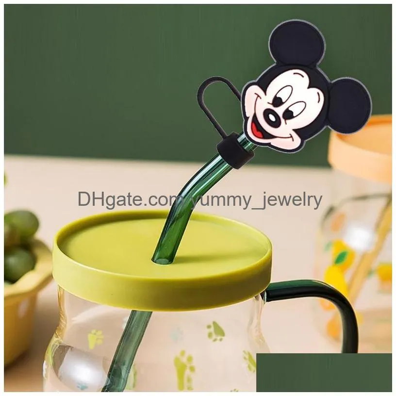 childhood movie film mouse duck silicone straw toppers accessories cover charms reusable splash proof drinking dust plug decorative 8mm/10mm straw