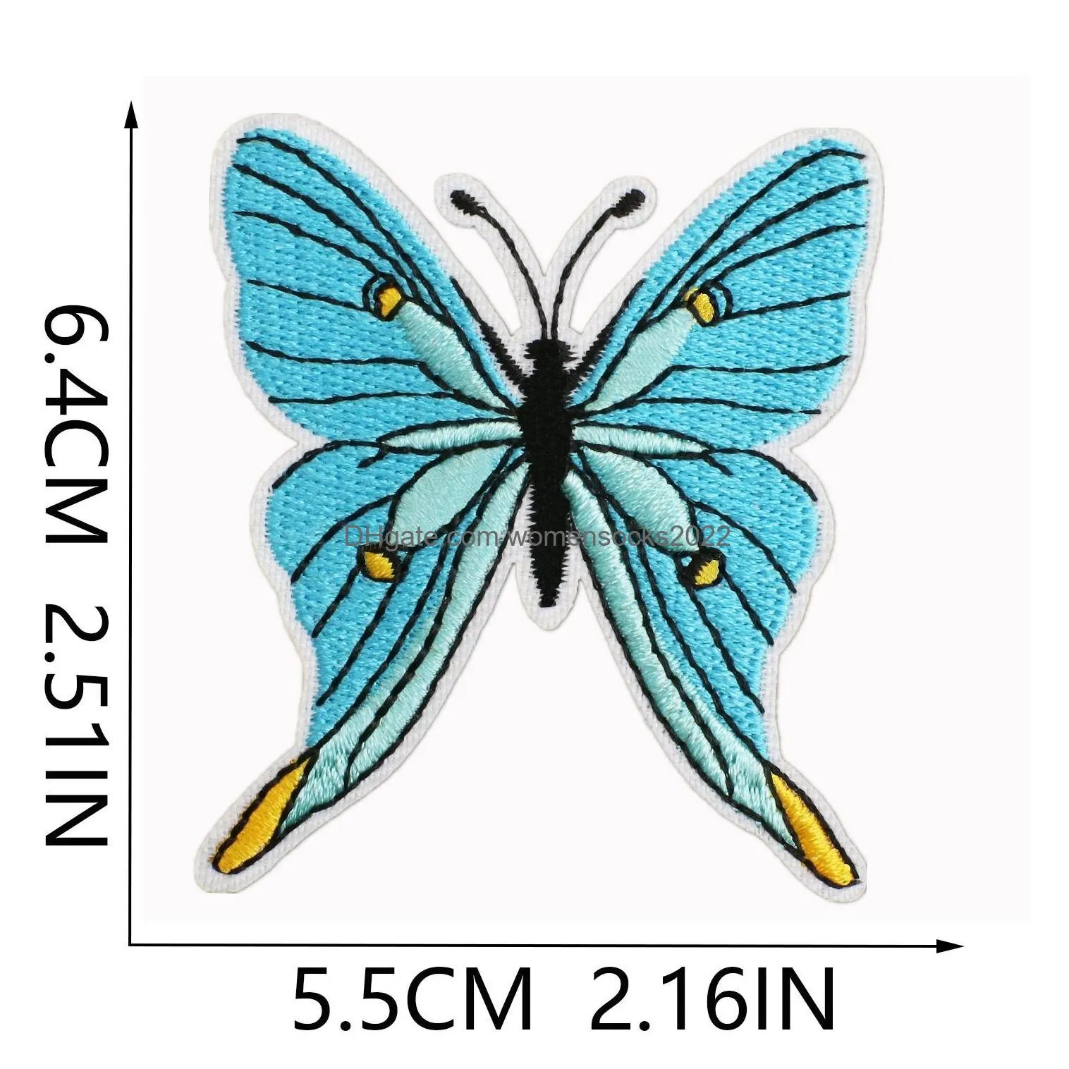 48 pieces butterfly iron ones assorted size colorful embroidered applique sew on repair for diy accessory clothing jeans jacket