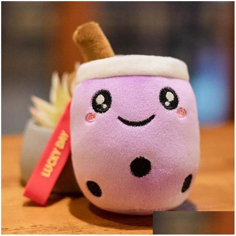 10cm cute bubble tea keychain soft plush toy pendant stuffed boba doll kawaii backpack bag decor birthday gifts for girls kids