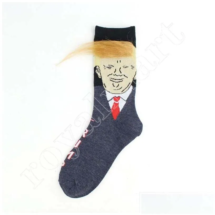 other home textile women men trump crew socks yellow hair funny cartoon sports stockings hip hop sock drop delivery home garden home t