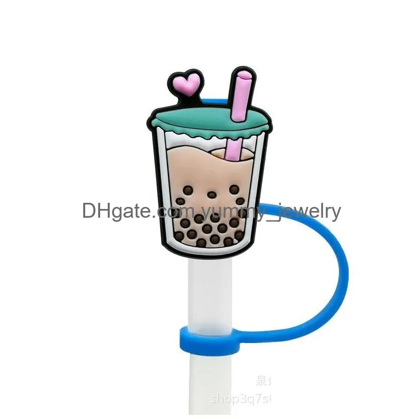 bestfriend animal milk tea silicone straw toppers accessories cover charms reusable splash proof drinking dust plug decorative 8mm straw party