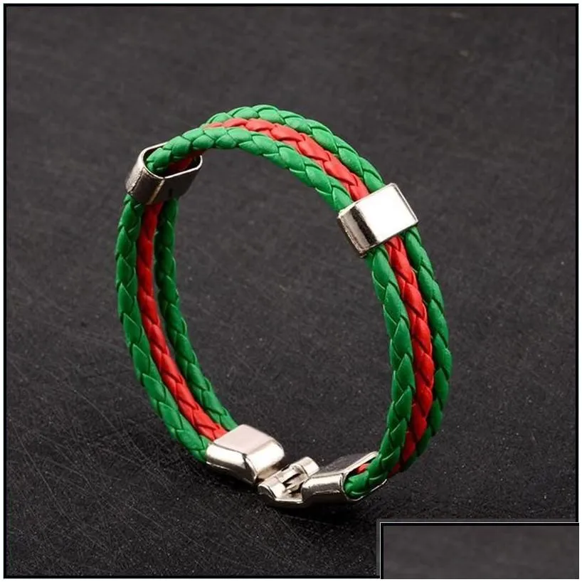 charm bracelets fashion russia spain france brazil flag leather team bracelet men football fans couples gift jewelry drop del dhgarden