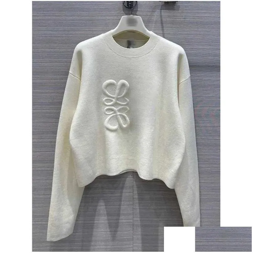 designer sweater women`s white thin knitted sweater women`s sweater autumn trend long sleeve top high end slim fit pullover coat