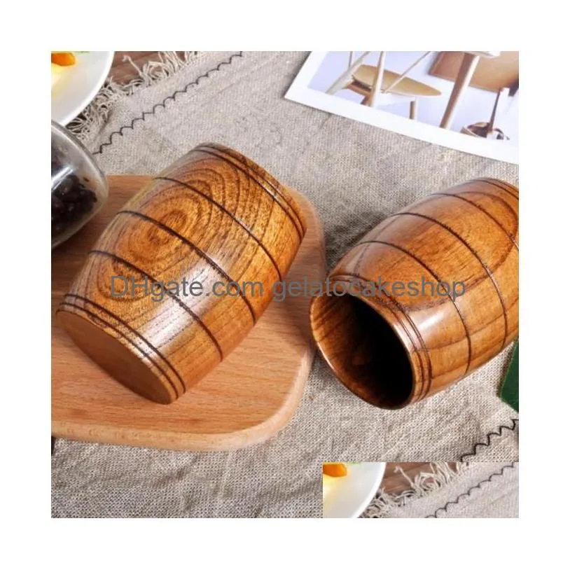 wooden big belly cup handmade water coffee mug cup tea beer juice milk mugs drink cups