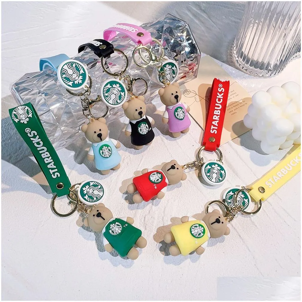 39 kinds of exquisite little bear coffee maker doll keychain milk tea cup key pendant jewelry small gift