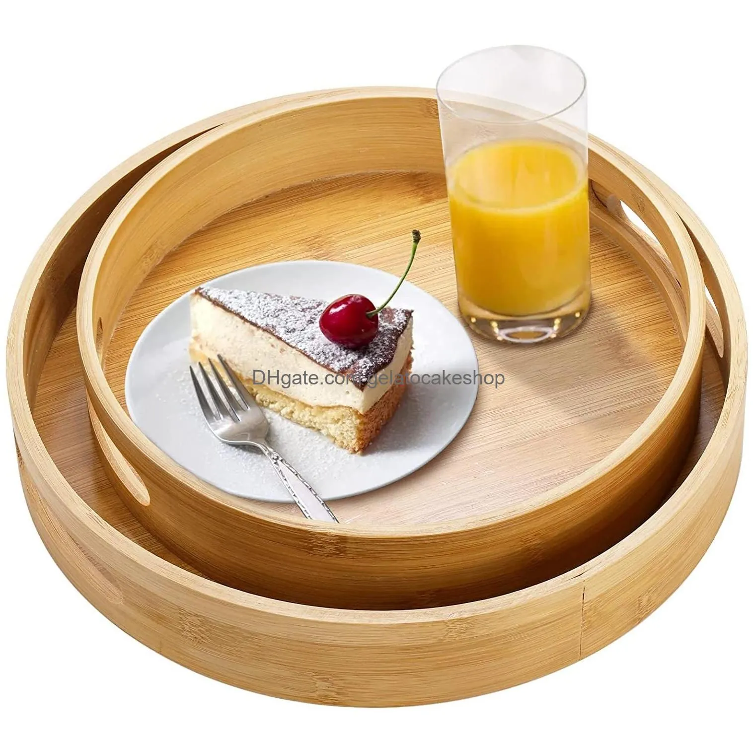 japanese style round tray food serving plate bamboo snack deseert plate teaboard for home