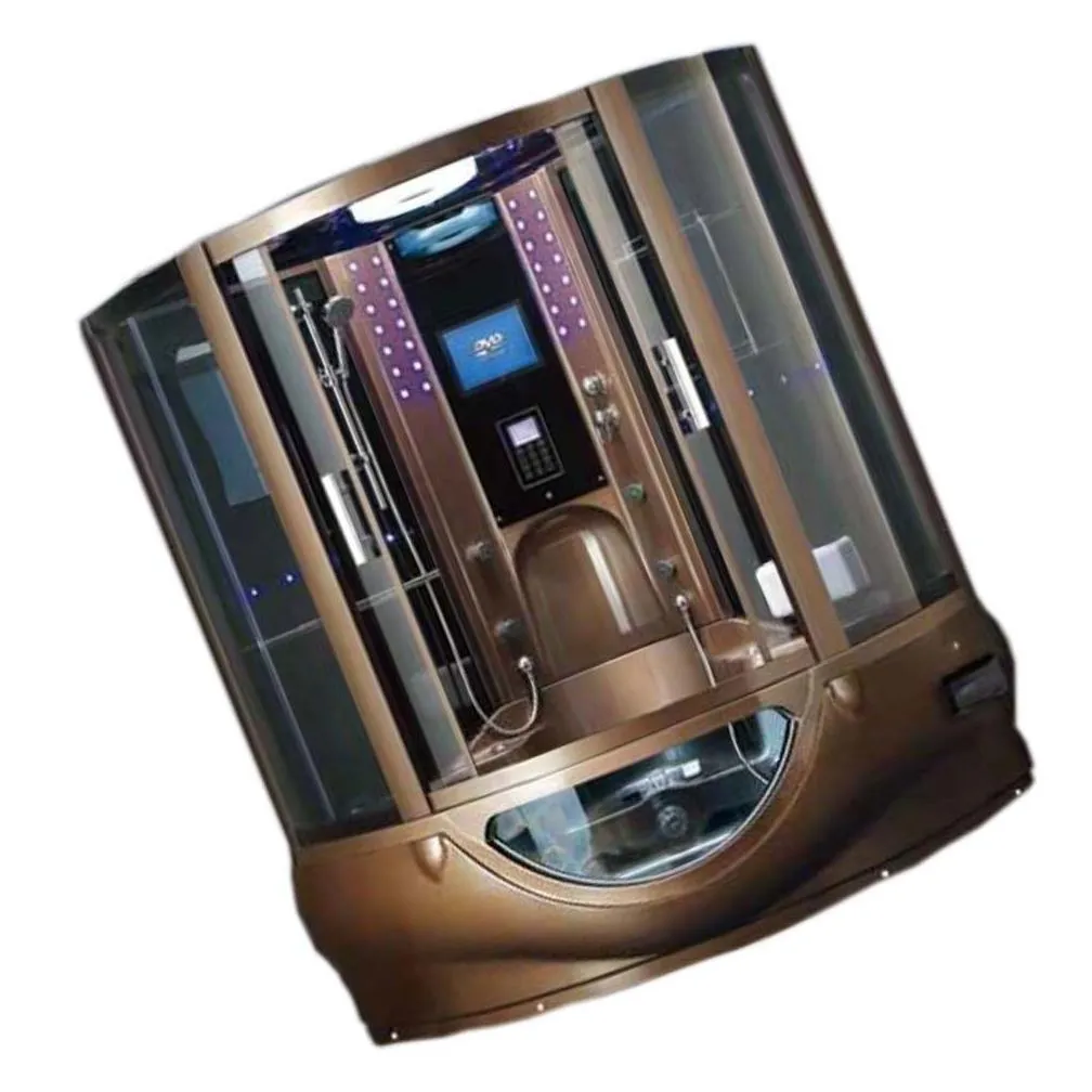 1390mmx1390mmx2250mm luxury steam shower enclosure mult-functional tv computer control wet coffe gold sauna room 7031