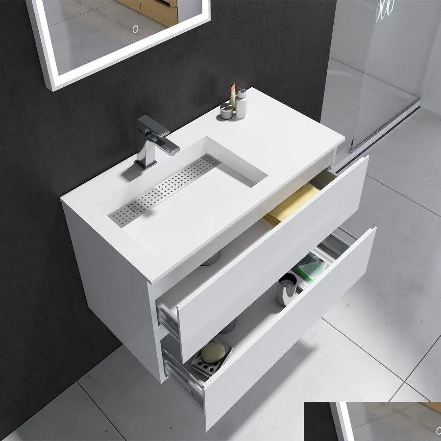 900mm bathroom furniture standing vanity stone solid surface blum drawer cloakroom wall hung cabinet storage 2914