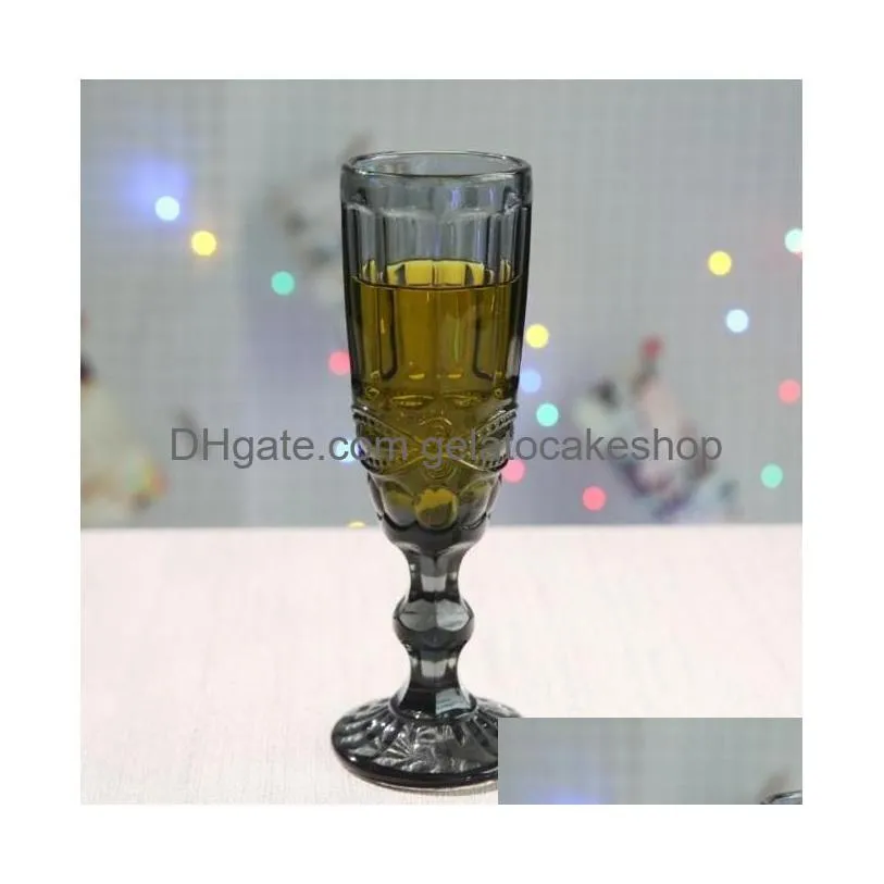 wine glasses wholesale 150ml 4colors european style embossed stained glass lamp thick goblets drop delivery home garden kitchen dini