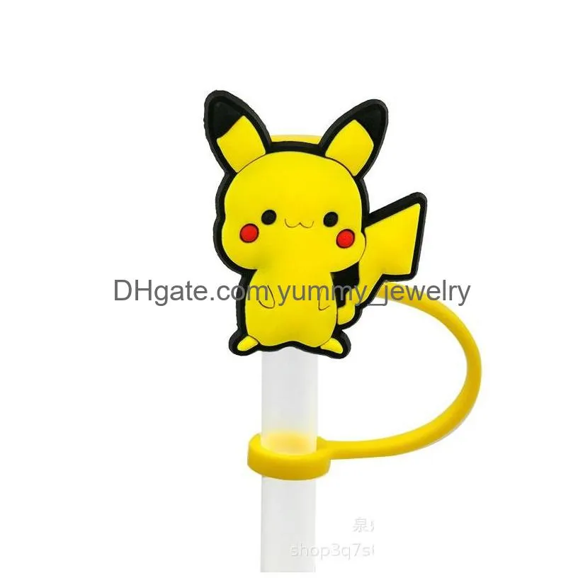 8colors baby girl boy yellow elf silicone straw toppers accessories cover charms reusable splash proof drinking dust plug decorative 8mm straw