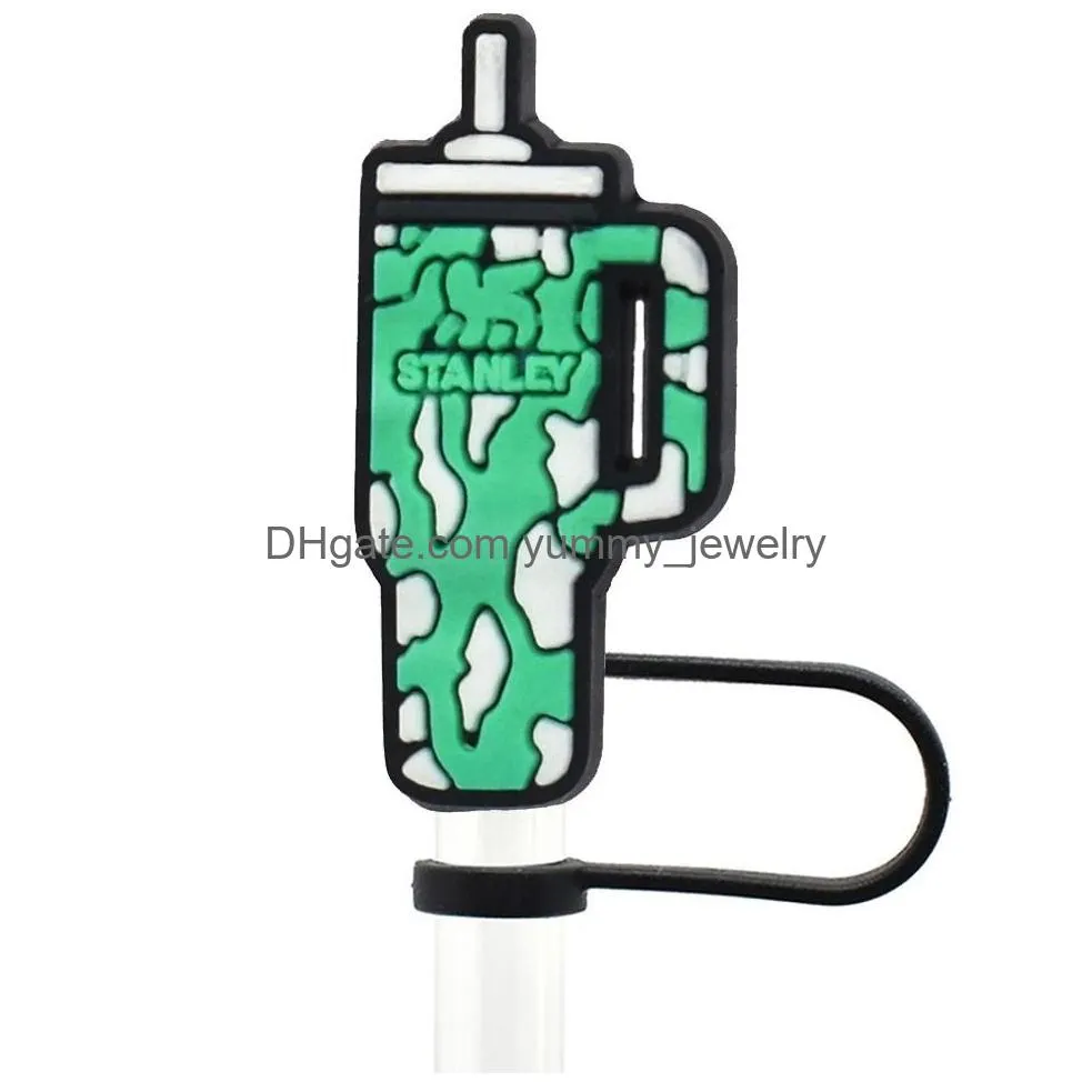 leopard drink silicone straw toppers accessories cover charms reusable splash proof drinking dust plug decorative 8mm/10mm straw party