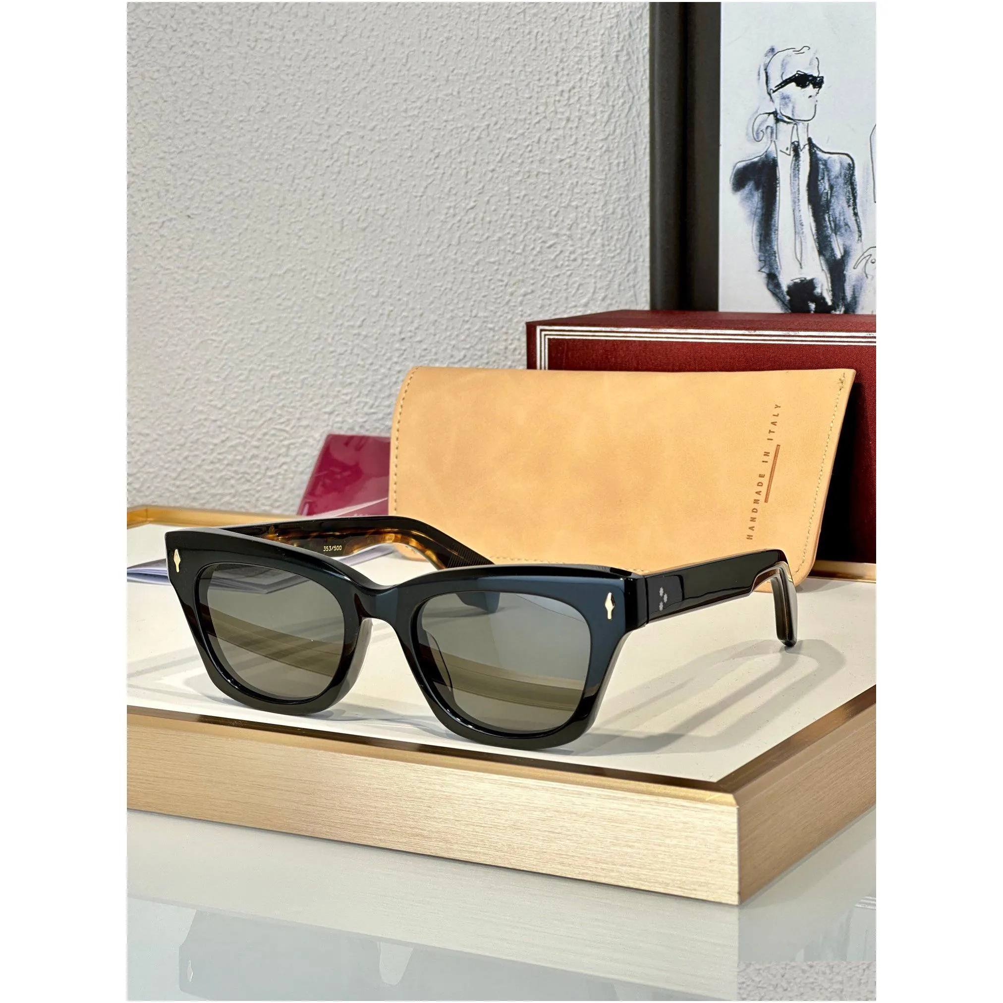famous dealan designers sunglasses for men women cat eye sunglasses oem  frames luxury brand acetate eyewear retro uv400 protective lens handmade sun
