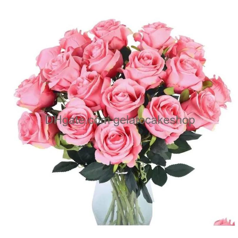 artificial rose flowers silk long branch bouquet for wedding home room table centerpiece decor fake plant wreath accessory 021242