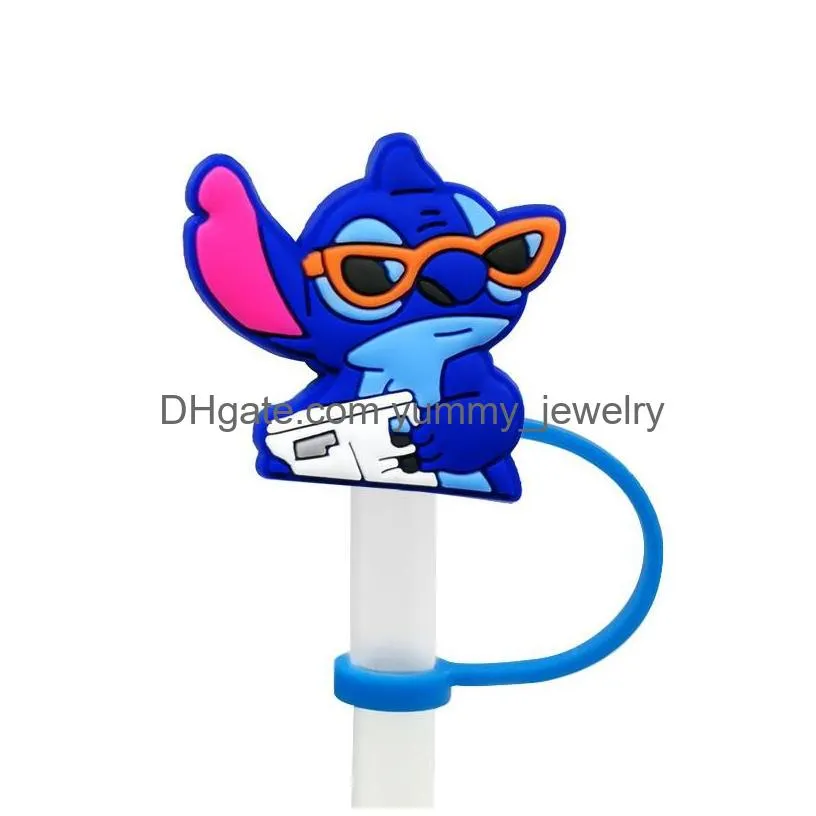 halloween blue elf friends silicone straw toppers accessories cover charms reusable splash proof drinking dust plug decorative 8mm straw party