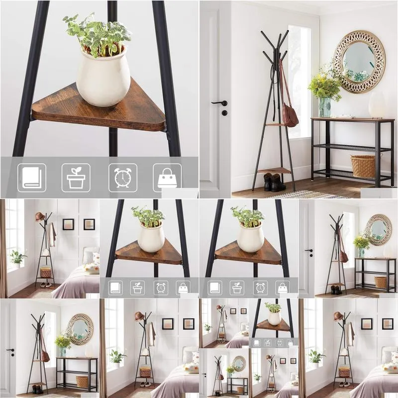 Other Furniture Vasagle Coat Rack Standing Hanger Stand Hall Tree With 2 Shees For Clothes Hat Bag Drop Delivery Home Garden Furniture Otvql
