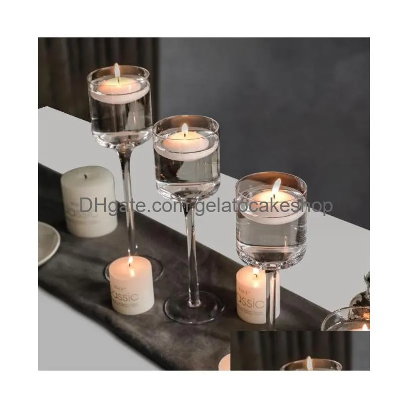 glass candle holder tea light candle holders set of 3 tall tealight candle holder for table centerpiece clear candleholders