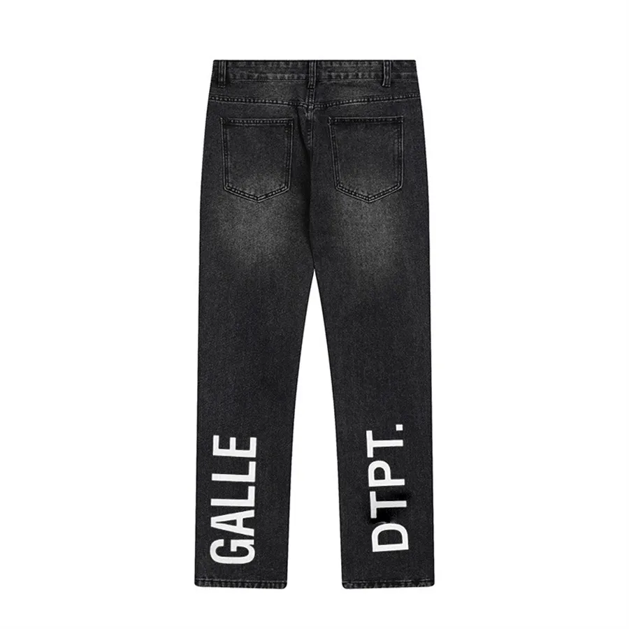 Designer men's jeans summer fashion women's pants American high street washed and old casual straight pants letter printed
