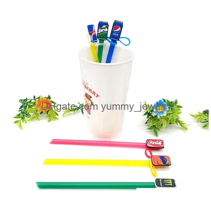 summer drink silicone straw toppers accessories cover charms reusable splash proof drinking dust plug decorative 8mm straw party