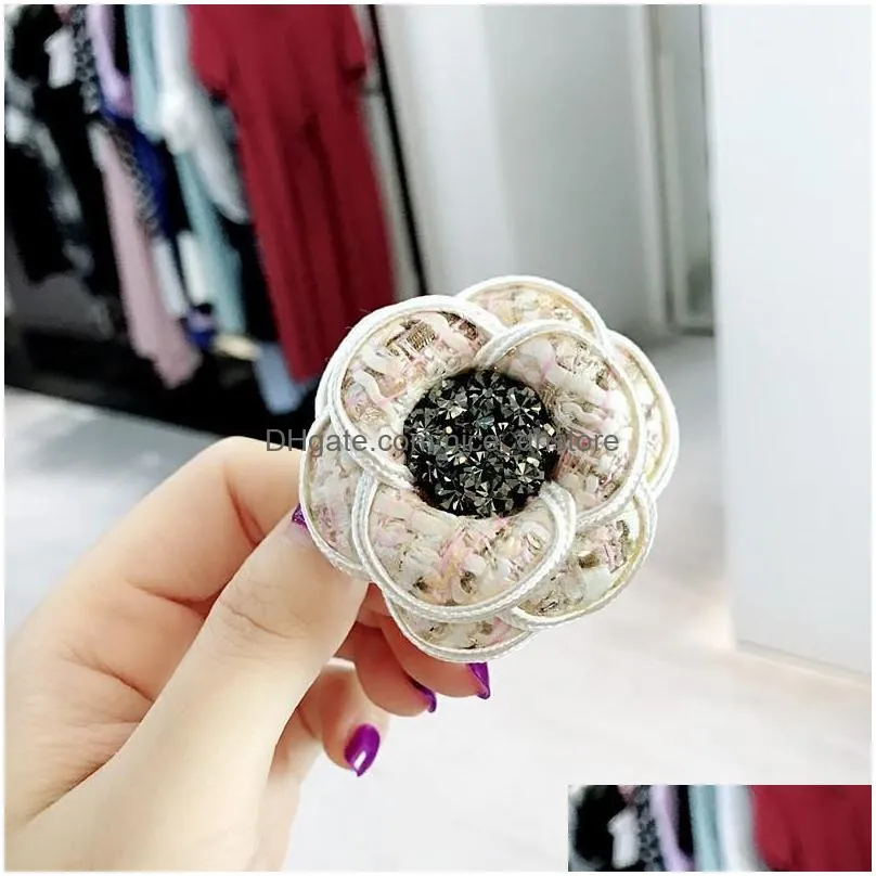 pins brooches classic woman big flower with shiny rhinestone fabric brooch pin fashion jewelry suits coat clothing accessories