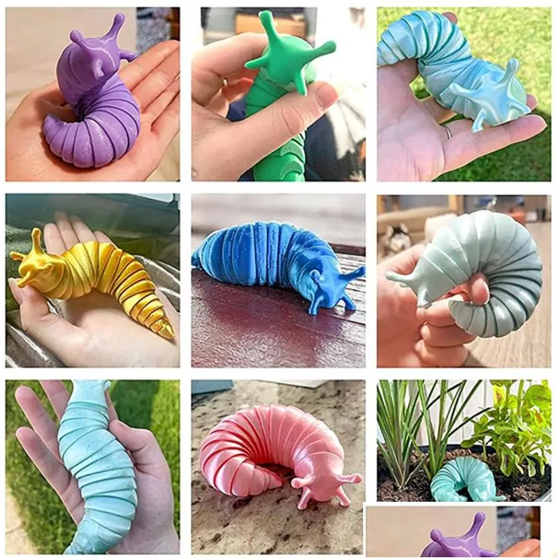 fidget toys slug articulated flexible 3d  seals slugs fidget toy all ages relief anti-anxiety sensory for children aldult