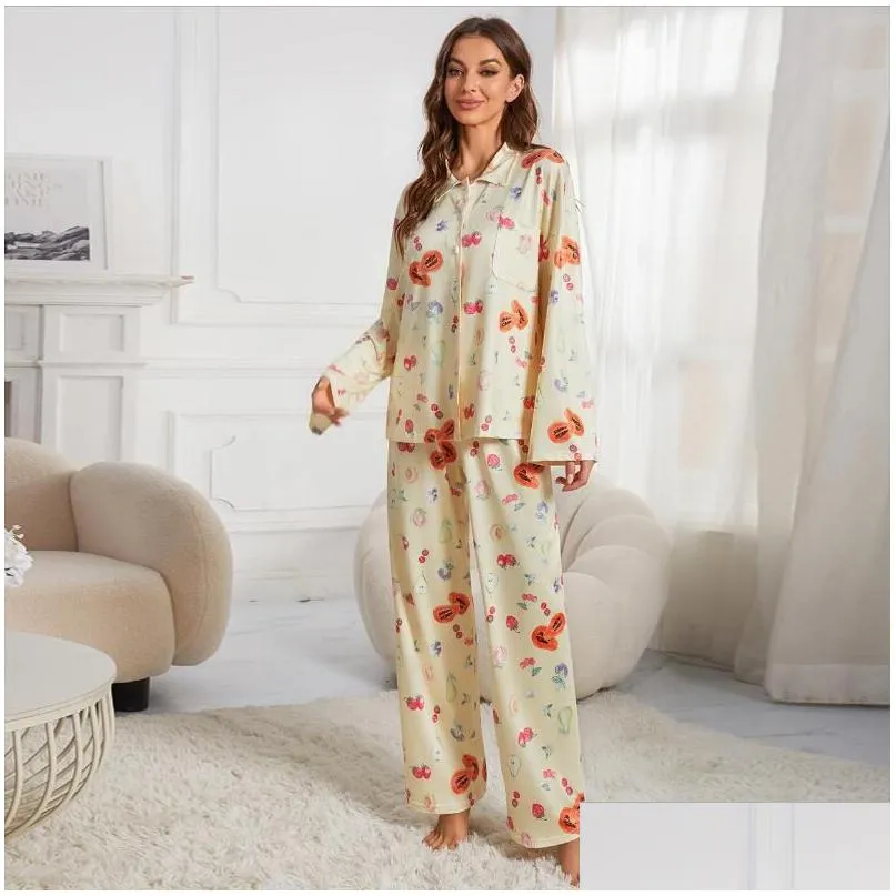 womens sleepwear womens pajama set for women causal floral print long sleeve loungewear 2 piece djerf avenue pajamas y2k chic vinta