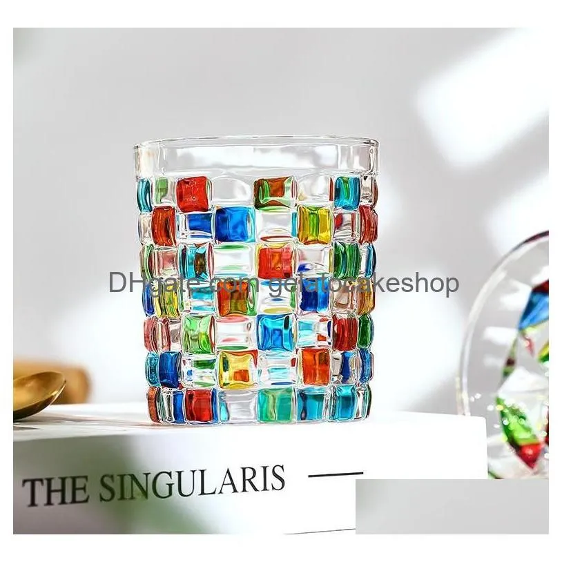 italian painted glass woven cup ins rainbow cup colorful coffee mug beer glass cup s glasses wine glasses drinking glasses