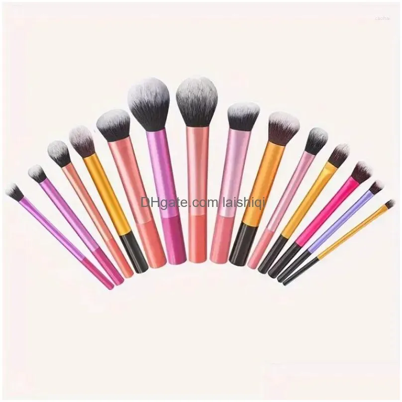 makeup brushes 14pcs colorful brush kit soft synthetic hair make up powder foundation blush eyeshadow cosmetic tools